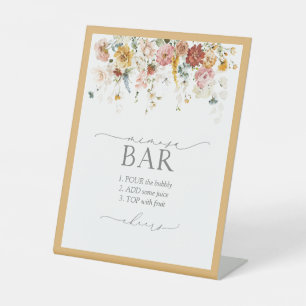 Elegant Yellow Wildflower Bridal Shower Mimosa Bar Pedestal Sign