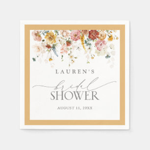 Elegant Yellow Wildflower Bridal Shower Napkins