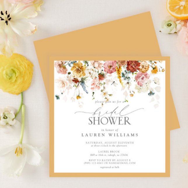 Elegant Yellow Wildflower Watercolor Bridal Shower Invitation (Creator Uploaded)