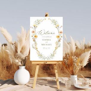 Elegant Yellow Wildflowers Wedding Welcome Poster