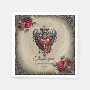 Elegant yet mystical gothic heart  napkin