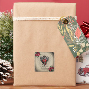 Elegant yet mystical gothic heart square sticker