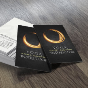 Elegant YOGA Black & Gold ZEN Symbol Glowing Light Business Card