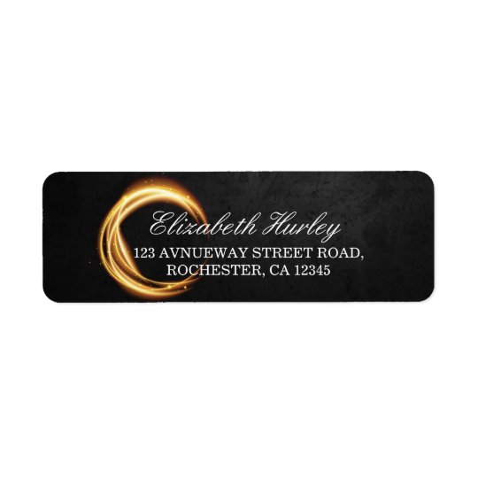Elegant YOGA Black & Gold ZEN Symbol Glowing Light Return Address Label