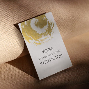 Elegant YOGA Gold Foil Brushstrokes ZEN Symbol Business Card