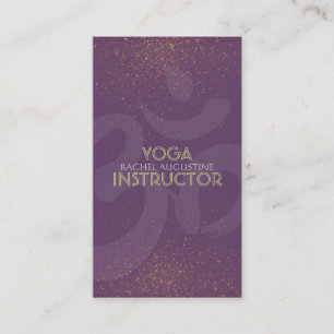 Elegant Yoga Instructor Om Symbol  Purple and Gold Business Card