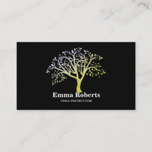 Elegant Yoga Instructor Rose Gold Tree Business Card