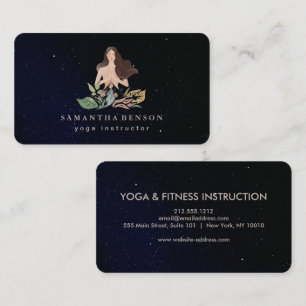 Elegant Yoga Instructor Watercolour Yoga Business Card