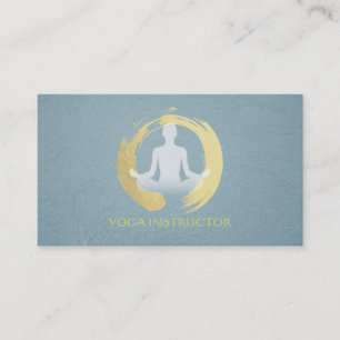 Elegant Yoga Meditation Pose Gold Foil ZEN Symbol Business Card