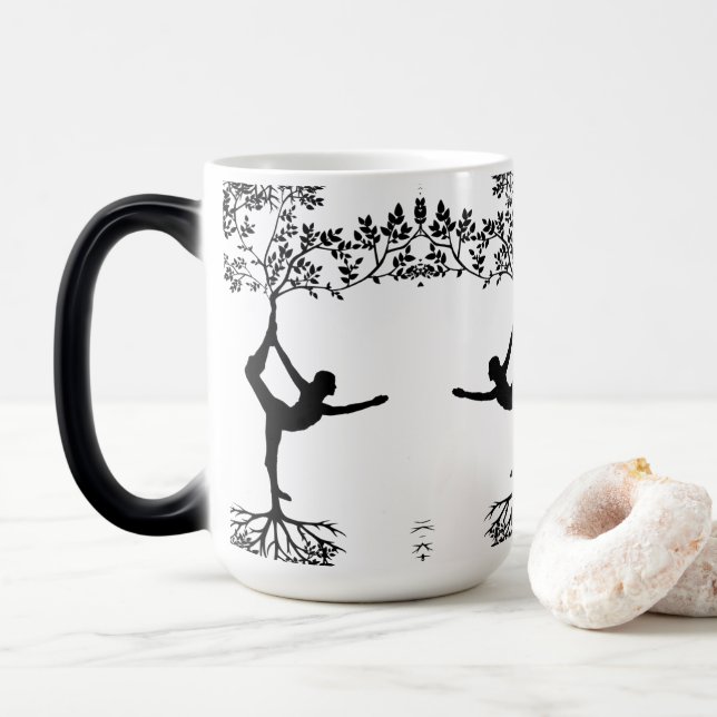 Elegant yoga pose on mug (With Donut)