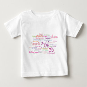 Elegant Yoga Poses Pink and Purple Pattern Asanas Baby T-Shirt