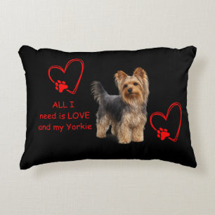 Elegant Yorkie   Photorealistic Dog Decor Accent Pillow