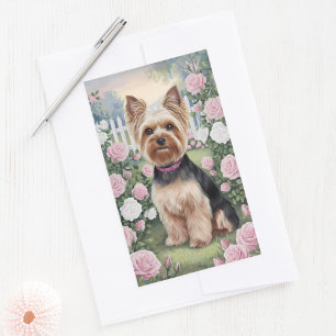 Elegant Yorkshire Terrier Rose Garden Painting Sticker