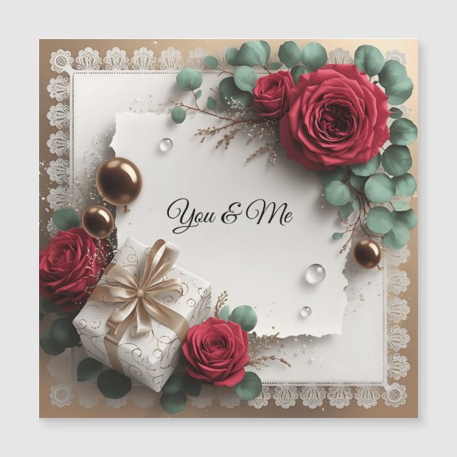 Elegant “You & Me” Gold Cursive Flat Greeting Card (Front)