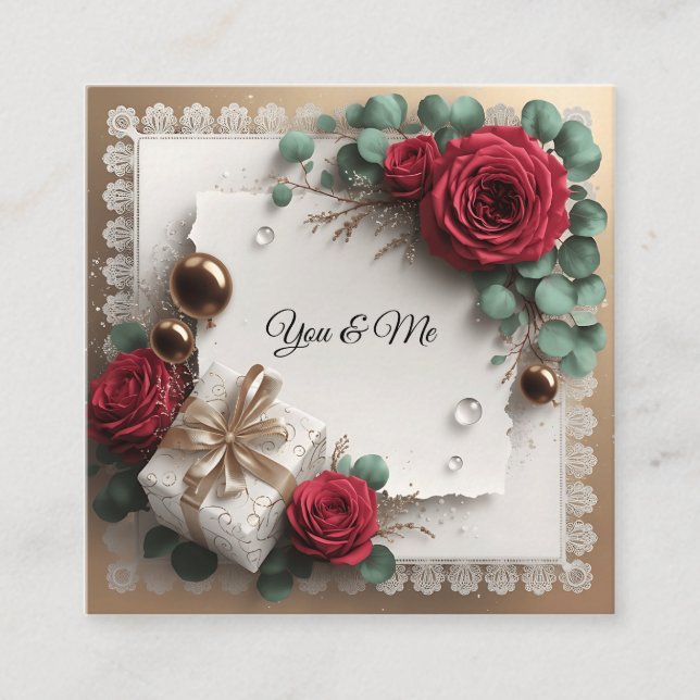 Elegant “You & Me” Gold Cursive Flat Greeting Card (Front)