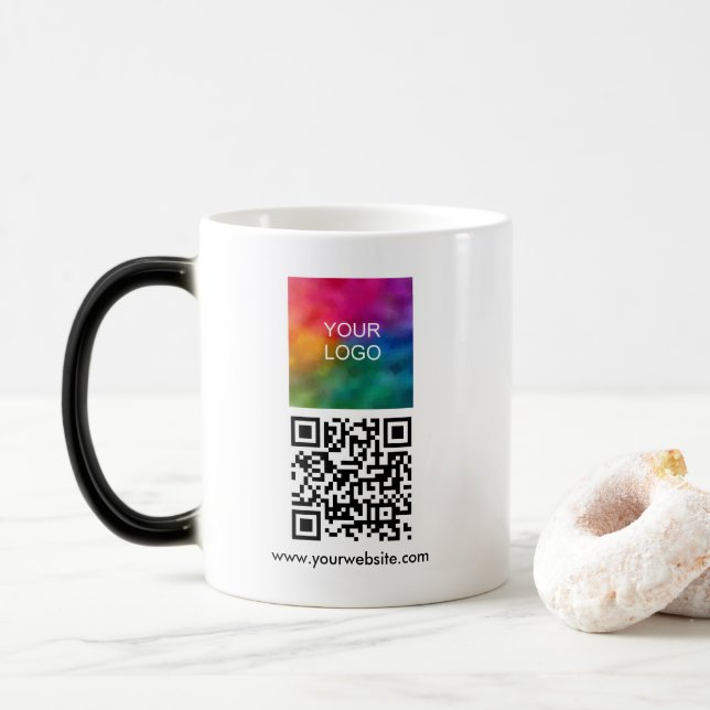 Elegant Your Logo Custom QR Code Promotional Magic Mug (With Donut)