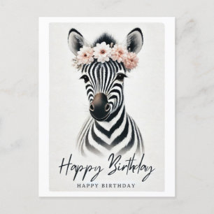 Elégant Zebra avec la carte d'anniversaire de la c