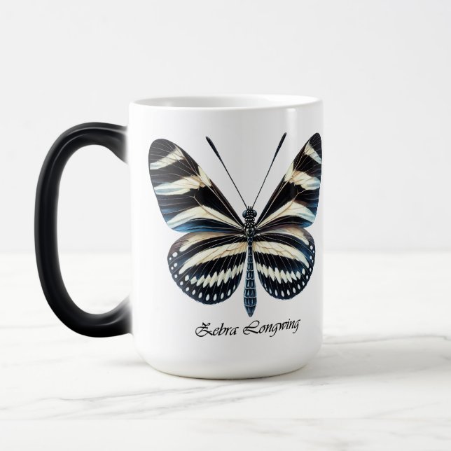 Elegant Zebra Long Wing Butterfly Wrap  Magic Mug (Left)