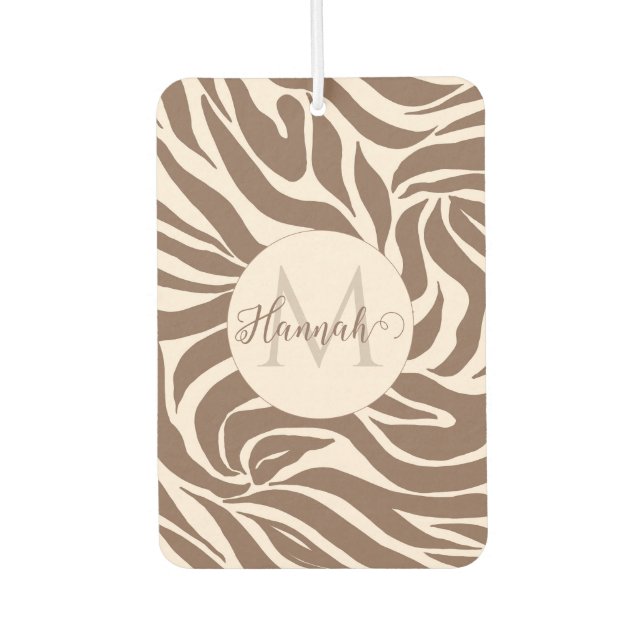 Elegant Zebra Mocha Pattern Air Freshener (Front)