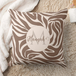 Elegant Zebra Mocha Pattern Throw Pillow