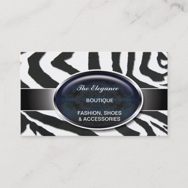 Elegant Zebra Pattern Business Card (Front)