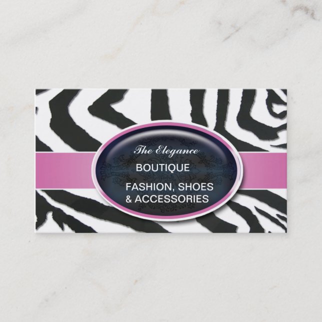 Elegant Zebra Pattern Business Card (Front)