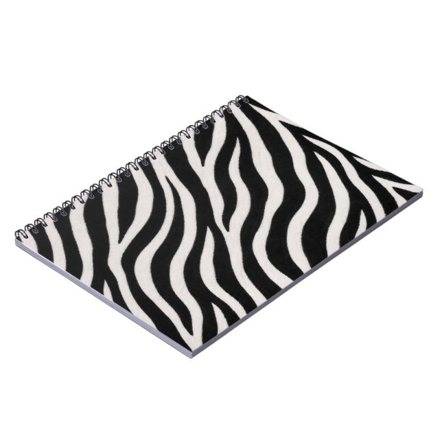 Elegant Zebra Pattern Unique Spiral Notebook Desig (Left Side)