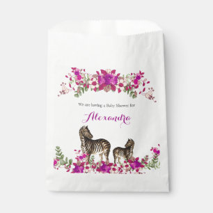 Elegant Zebra Pink Floral Baby Shower Party Favour Bag