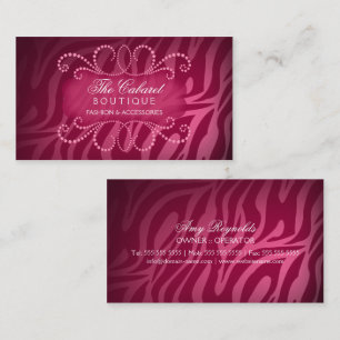 Elegant Zebra Print and Jewel Swirl Business Card