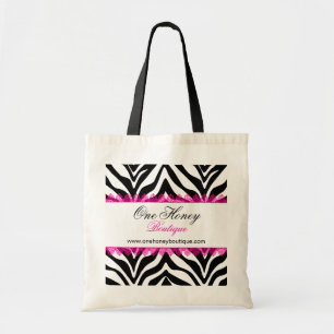 Elegant Zebra Print and Pink Lace Personalized Bag