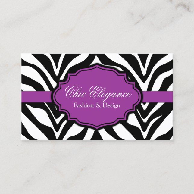 Elegant Zebra Print Business Card (Front)