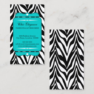 Elegant Zebra Print Turquoise Business Card