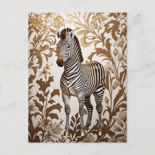 Elegant Zebra William Morris inspired  Postcard