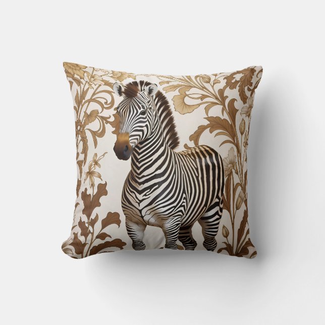 Elegant Zebra William Morris inspired  Throw Pillow (Front)