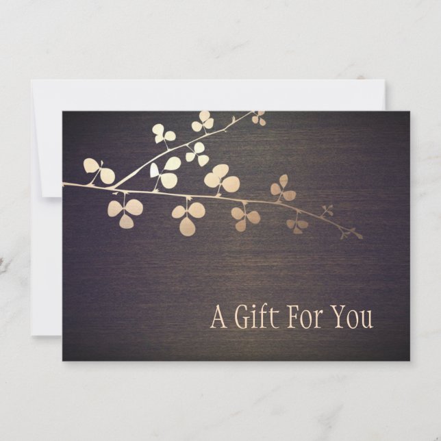 Elegant Zen Gold Branch Spa Gift Certificate (Front)