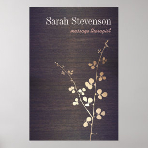 Elegant Zen Gold Branch Wood Nature Poster