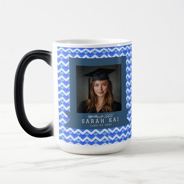 Elegant Zigzag Pattern Graduation Party Magic Mug (Left)