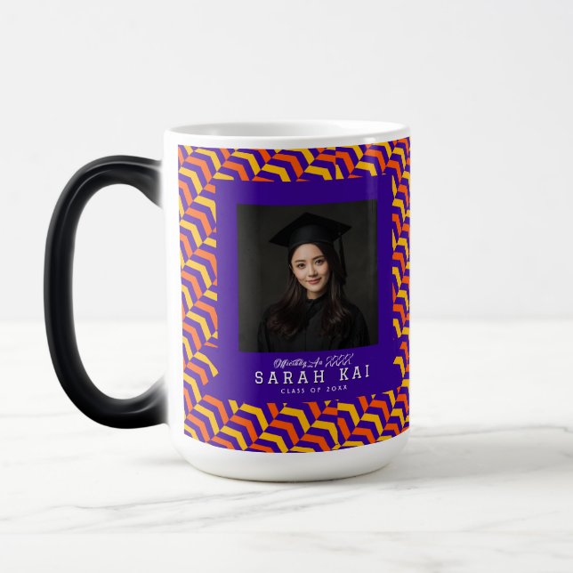 Elegant Zigzag Print Photo Keepsake Magic Mug (Left)
