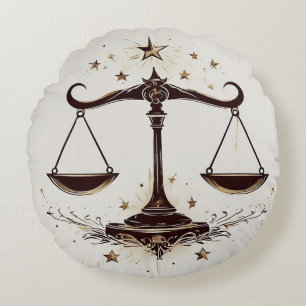 Elegant Zodiac Libra Symbol Round Pillow