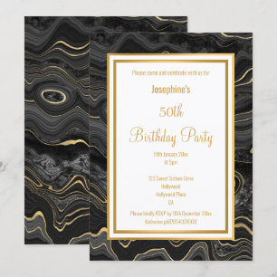 ELEGANTBLACK GOLD MARBLE BIRTHDAY INVITATION