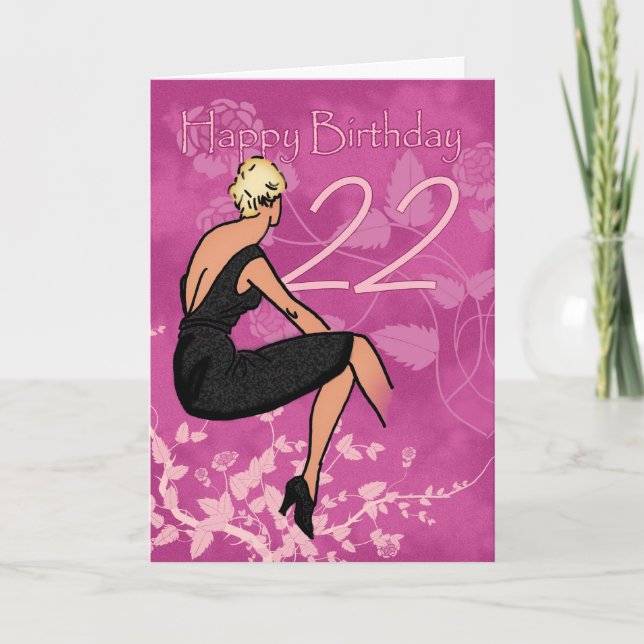 Élégante 22e Carte Anniversaire - Femme Moderne En (Devant)