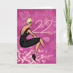 Élégante 22e Carte Anniversaire - Femme Moderne En