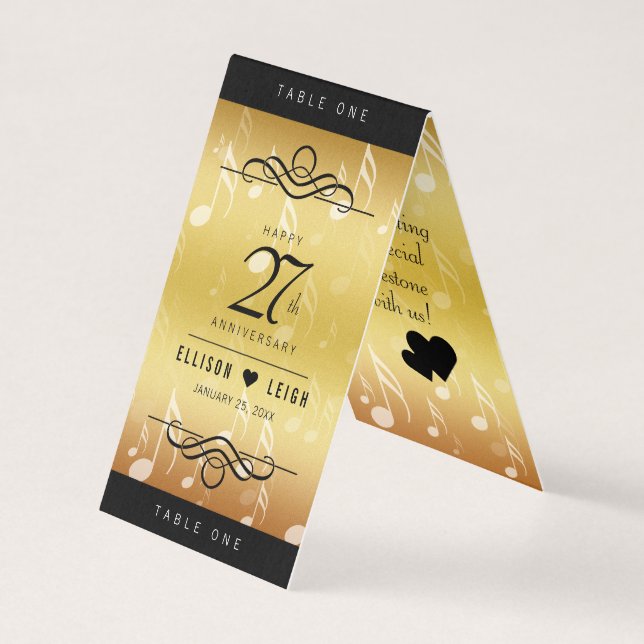 Elégante 27e Mariage de musique Anniversaire Carte (Front)