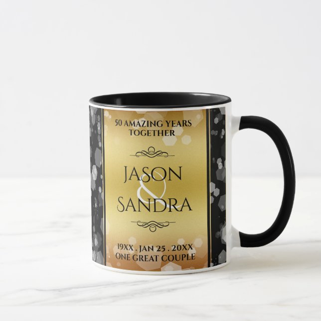 Élégante 50ème Anniversaire de Mariage d'or Mug ma (Droite)