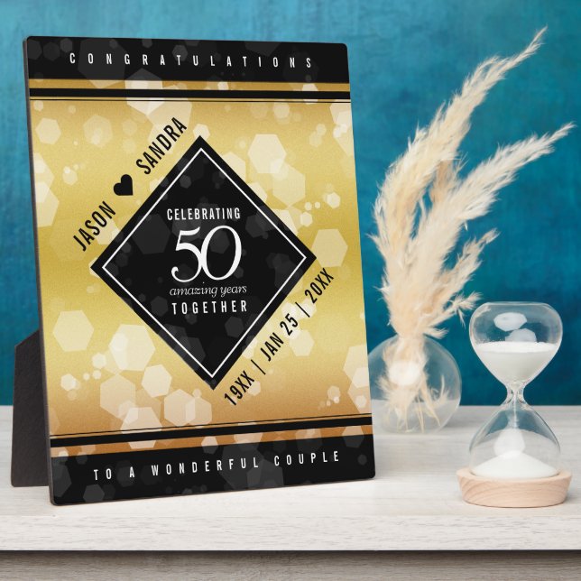 Élégante 50ème Plaque du Mariage d'or (Côté)