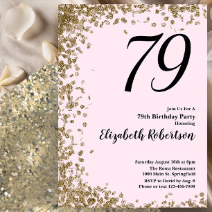 Élégante 79e Invitation Anniversaire Séquins d'or 