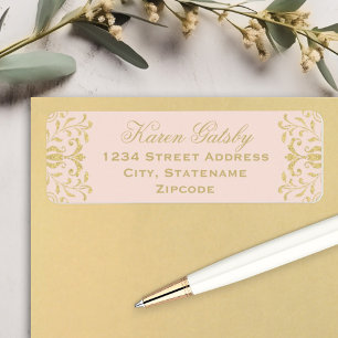 Élégante Adresse de Mariage en Rose Doré Damassé