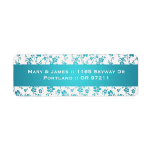Élégante adresse de mariage Floral Pattern Aqua Bl