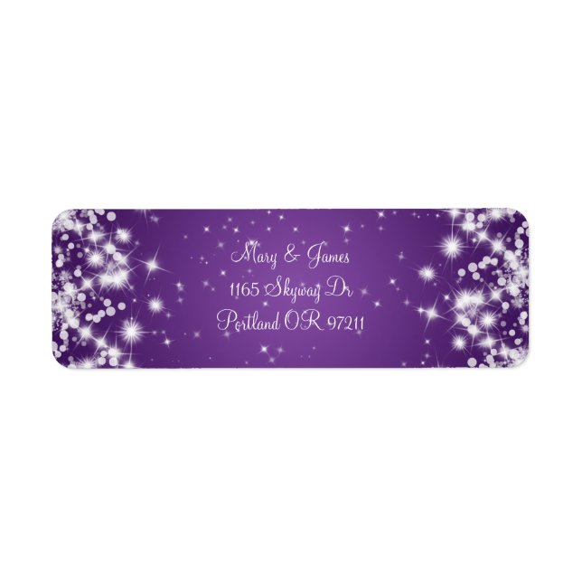 Élégante Adresse de mariage Hiver Étincelle Violet (Devant)