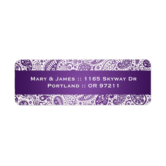 Élégante adresse de mariage Paisley Motif Purple (Devant)